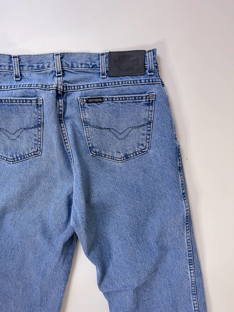 90s Vintage Harley Davidson Light Wash Straight Leg Jeans Size L - Picture 5 of 8